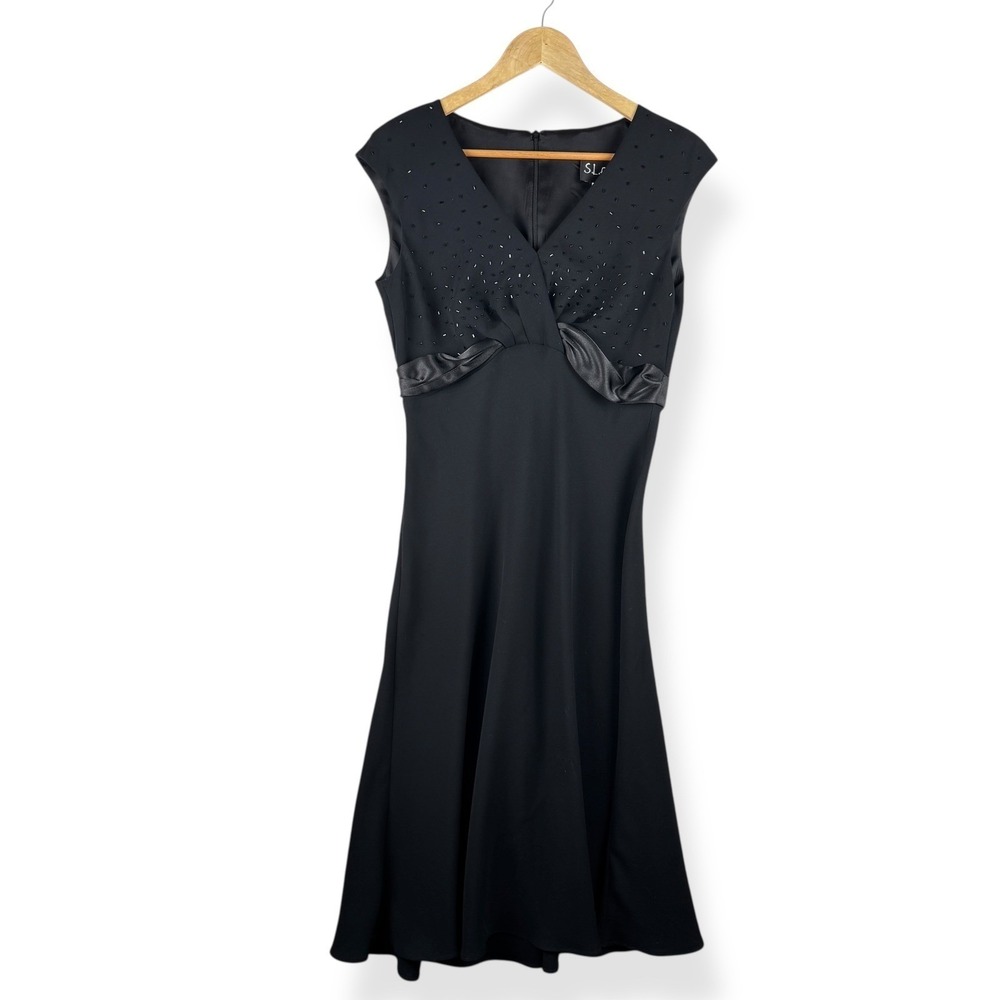 SL Fashions Black Beaded Evening Dress Womens Size 6 Formal Cocktail Y2K 2000s - Picture 10 of 10